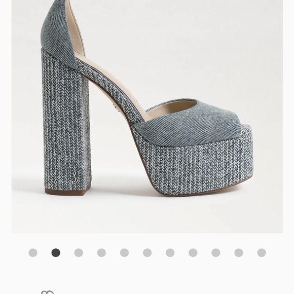 Sam Edelman Kori  Blue Denim  Platform Heel with Peep-Toe  Size 7.5 - Picture 3 of 16